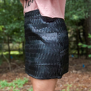 Pleated Vegan Leather Mini Skirt