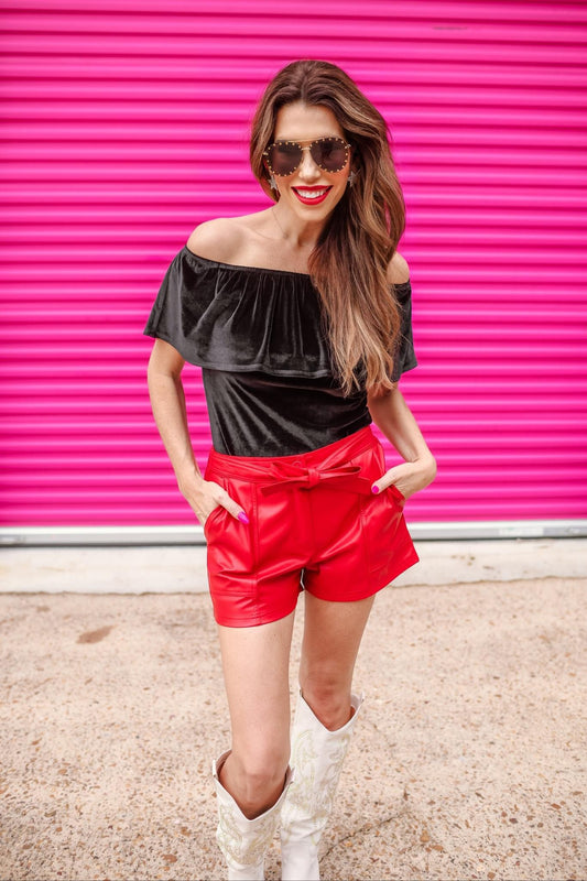 New York Minute Faux Leather Shorts