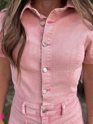 Pink Pixie Denim Romper