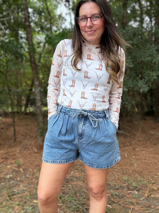 Skull & Boots Mesh Top