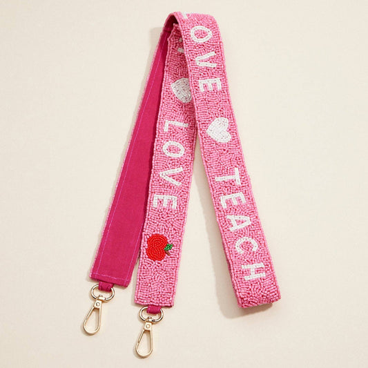 Beaded LOVE TEACH Teacher Bag Strap