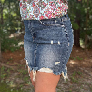 | Darline | Risen Dark Wash Denim Skirt