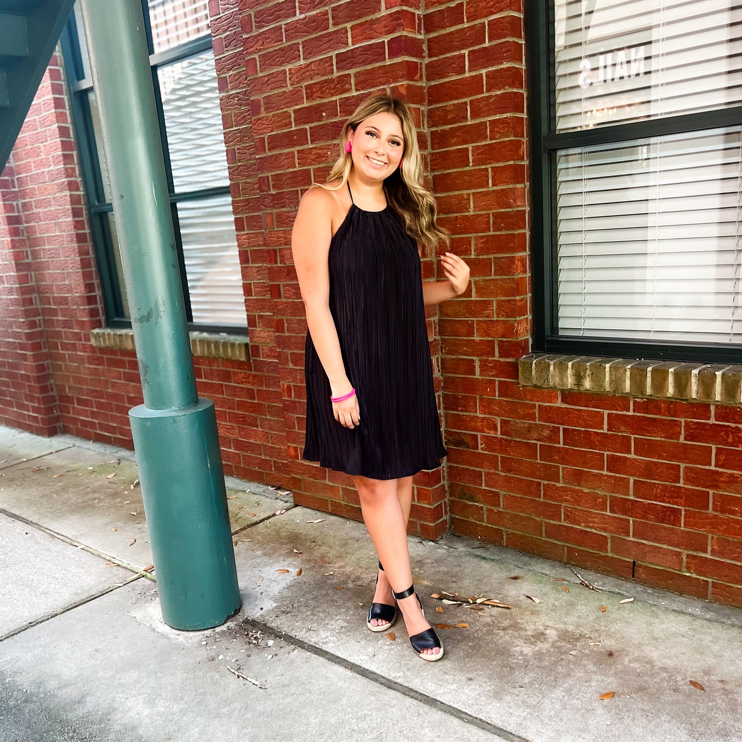 Everyday Black Pleated Dress