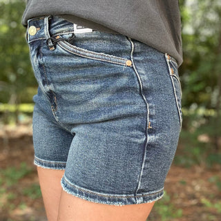 | Mila | Judy Blue High Waisted Medium Wash Denim Shorts