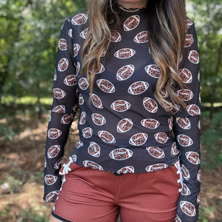 Leopard Football Long Sleeve Mesh Top