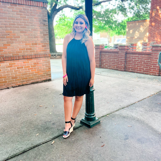 Everyday Black Pleated Dress