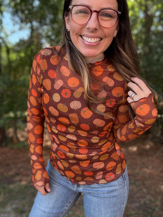Pumpkin Obsession Mesh Top