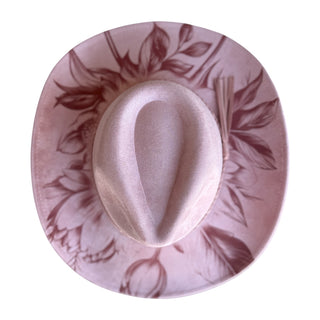 Vegan Suede Laser Etched Cowboy Shaped Brim | Dusty Pink