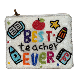 Best Teacher Ever Sequin Coin Purse