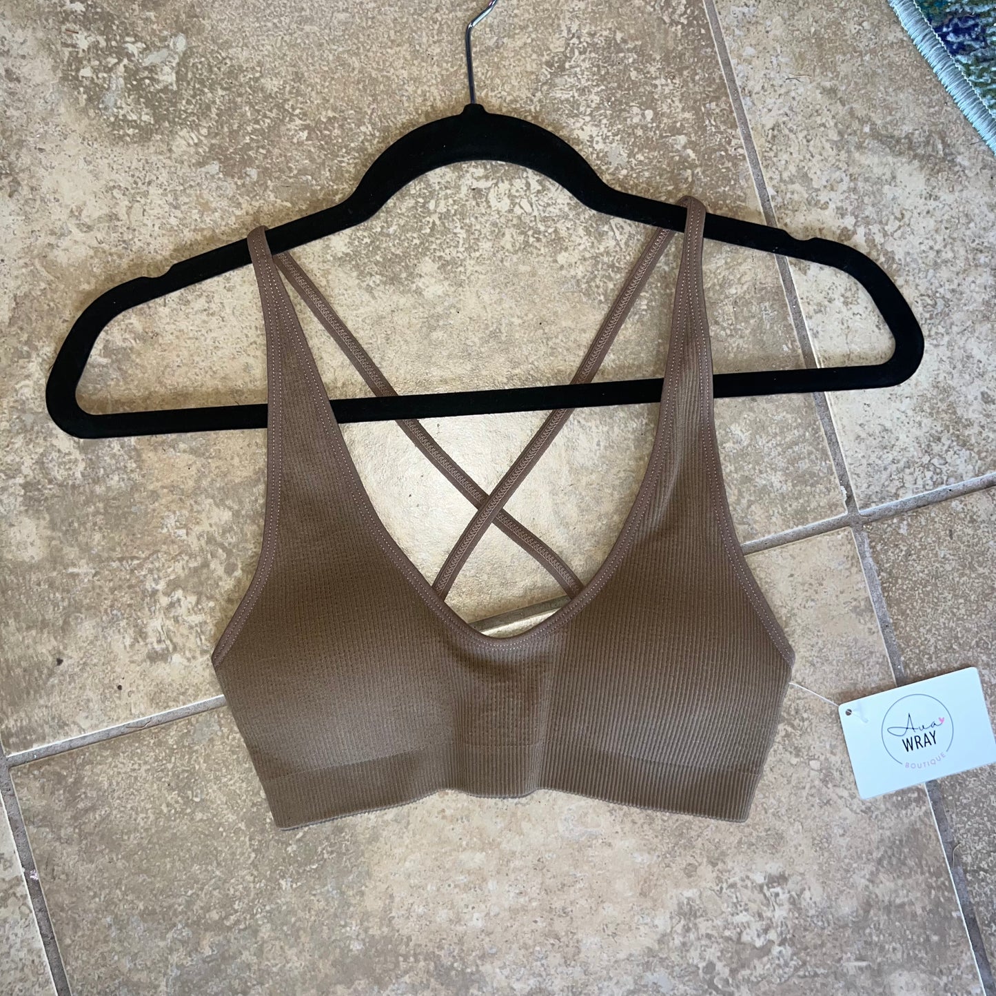 Seamless Ribbed Cross Back Bralette