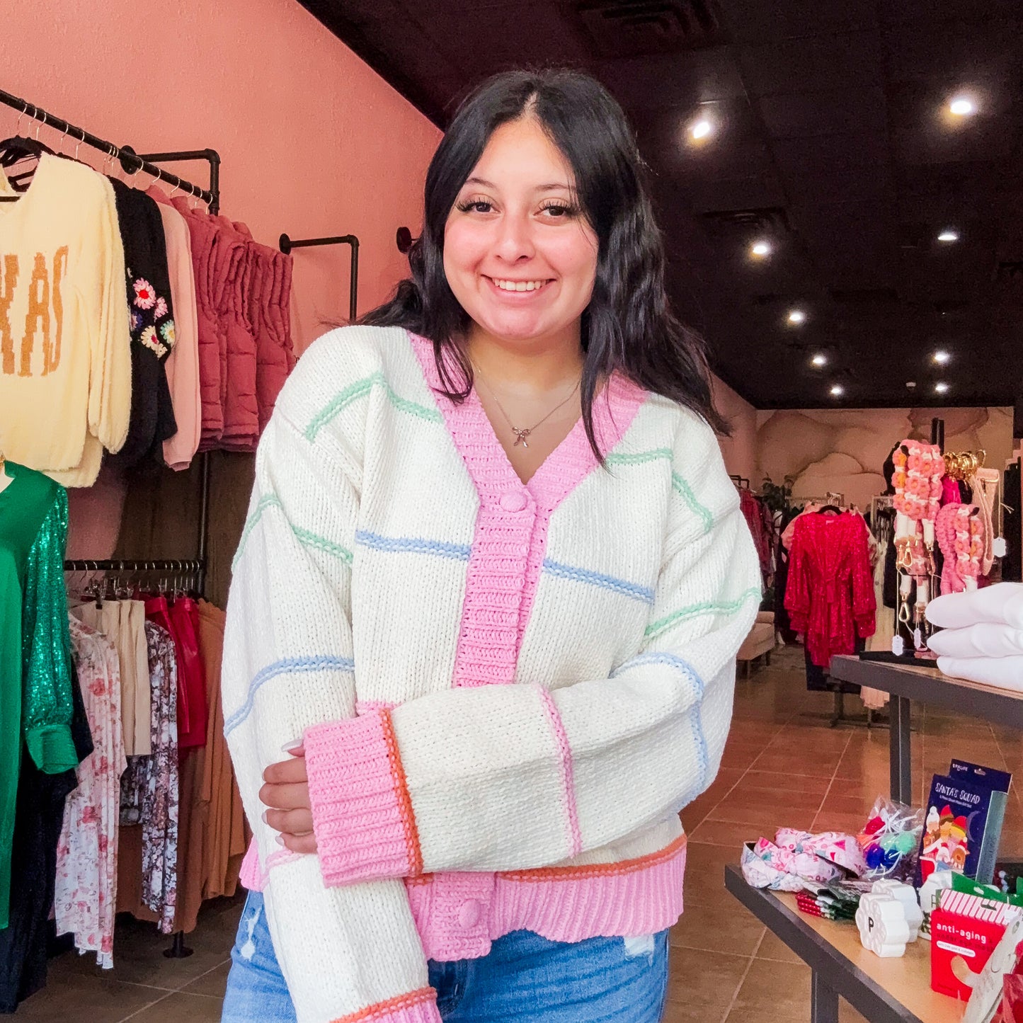 Color Stripe Sweater Cardigan