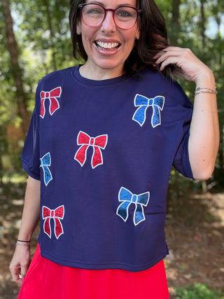 Red, White & Bowtiful Luxe Top