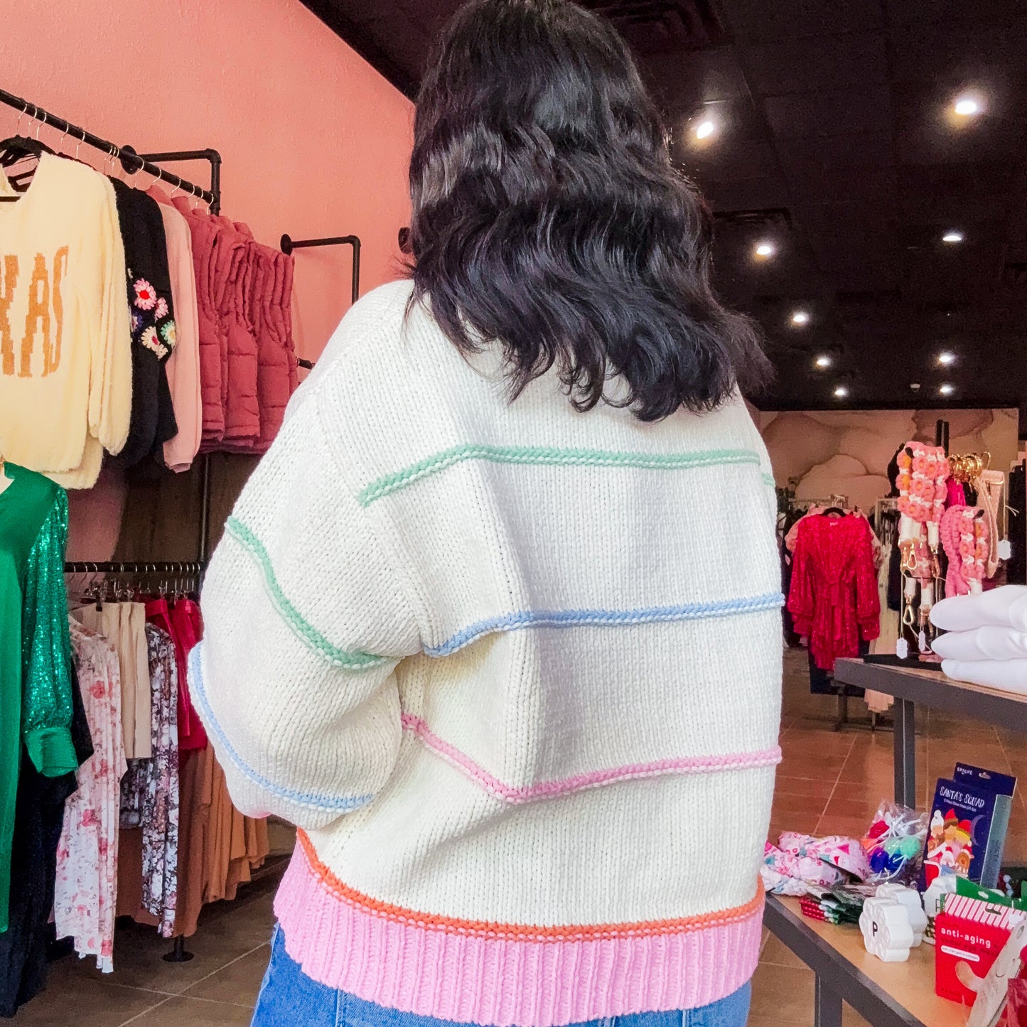 Color Stripe Sweater Cardigan