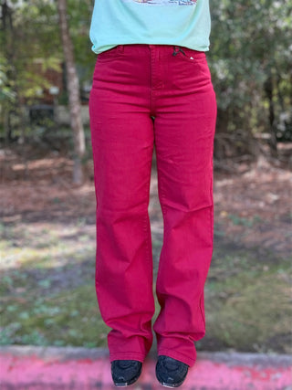 | Ruby | Judy Blue High Waisted 90's Straight Leg Scarlet Denim