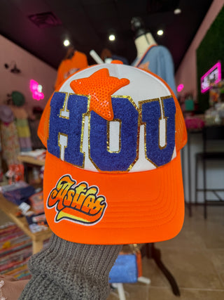 Houston “HOU” Chenille Letter Trucker Hat