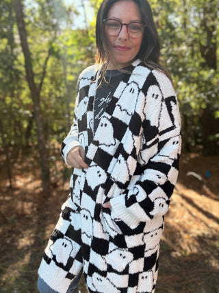 Checker Ghost Cloud Cardigan