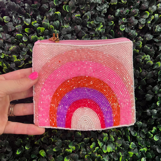 Rainbow Beaded Coin Purse