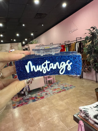 KHS Mustangs Glitter Hair Clip