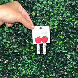 School Earrings: Apple & Ruler