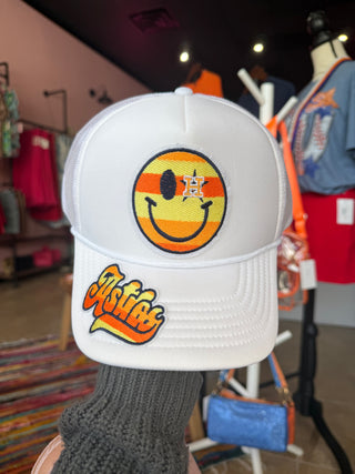 Houston ‘Stros Smiley Patch White Trucker Hat