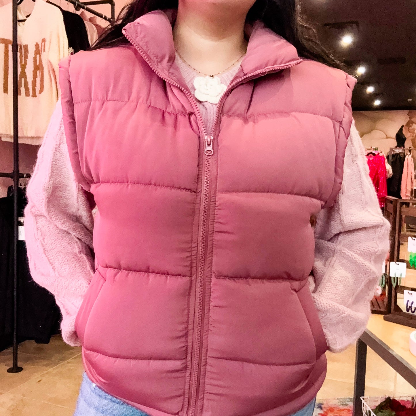 High Neck Casual Puffer Vest