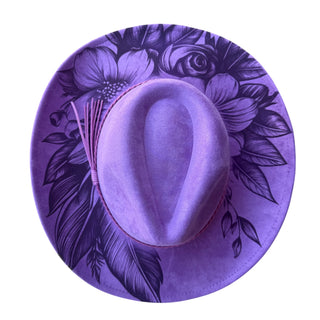 Vegan Suede Laser Etched Cowboy Shaped Brim | Grape