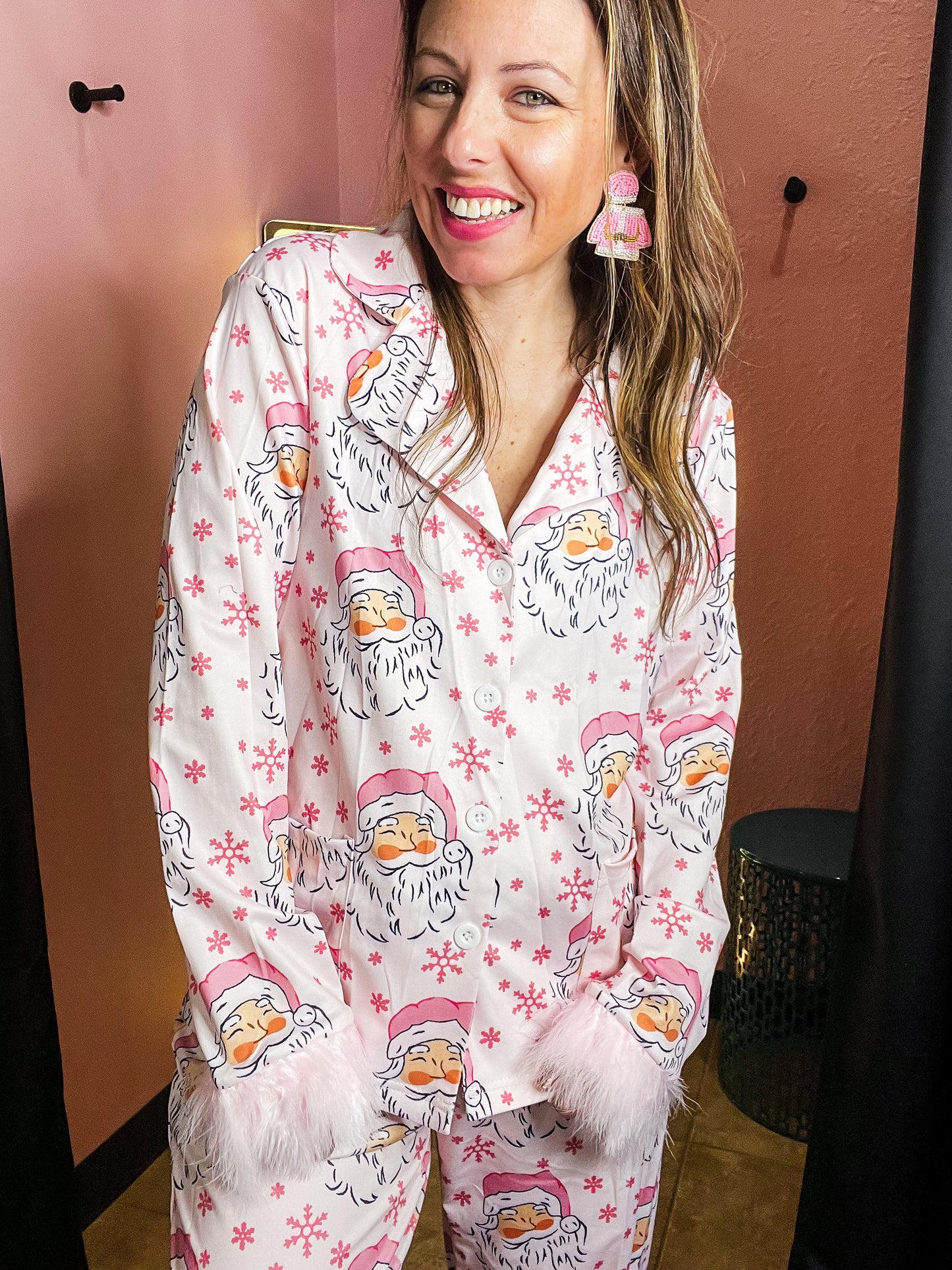 Pretty in Pink Santa Pajama Set