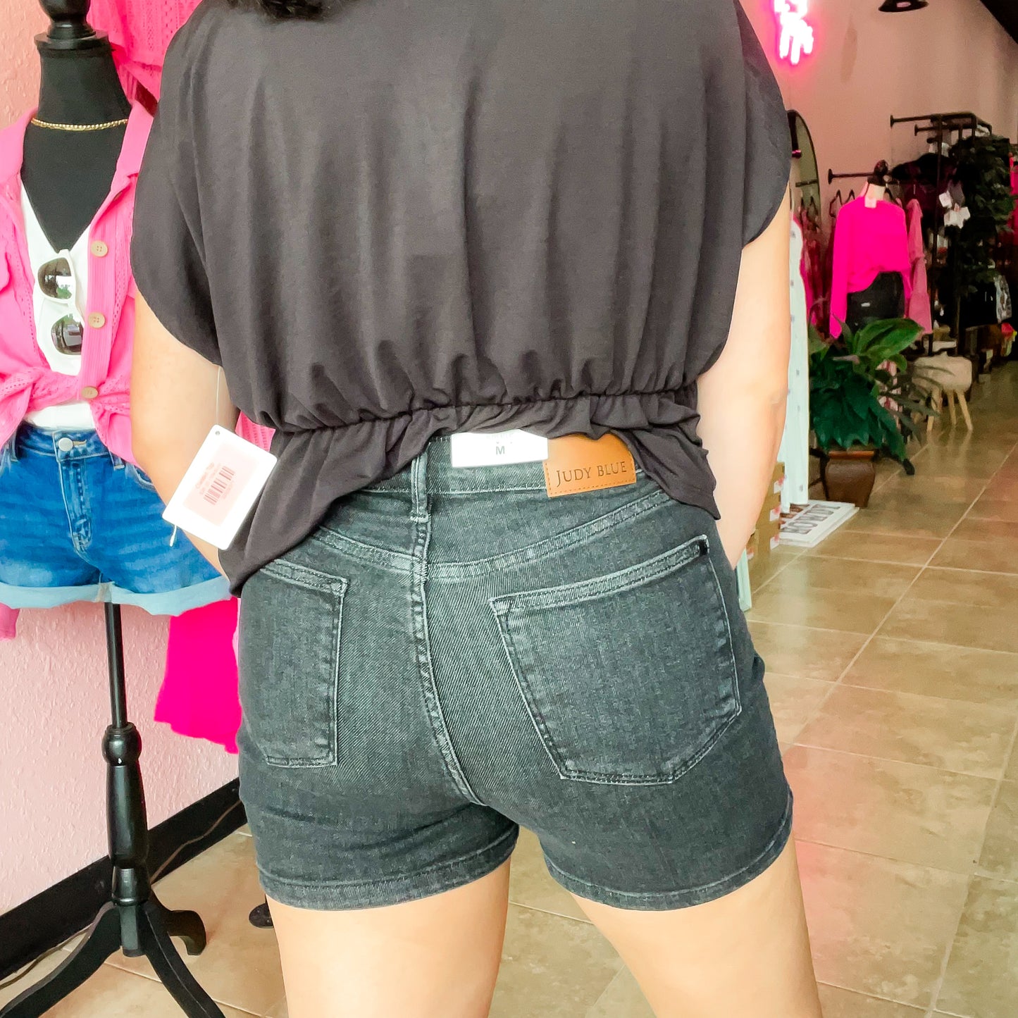 Judy Blue Tummy Control Black Denim Shorts