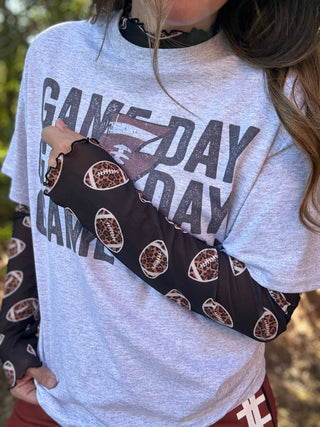 Leopard Football Long Sleeve Mesh Top