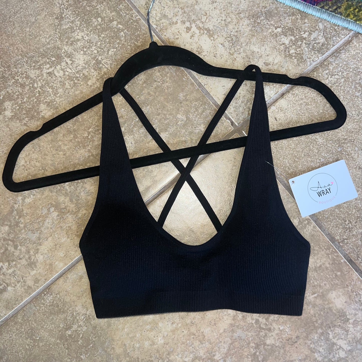 Seamless Ribbed Cross Back Bralette