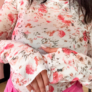 Floral Long Sleeve Mesh Top (2 colors)