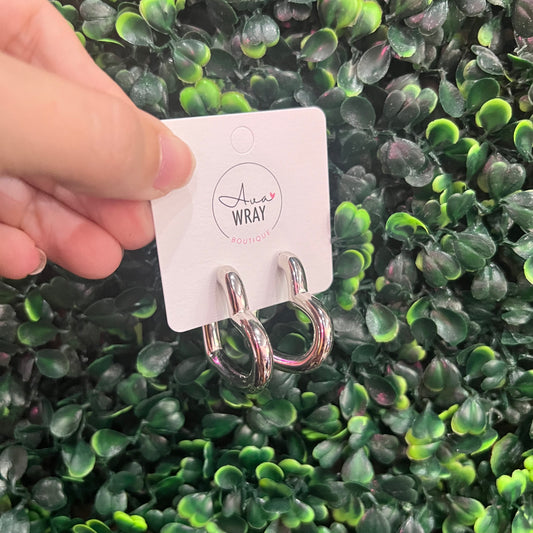 Silver Open Heart Hoop Earrings