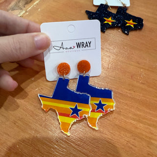 Texas State Retro Stripe Game Day Earrings