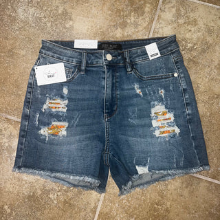 | Bree | Judy Blue High Waisted Printed Lining Denim Shorts