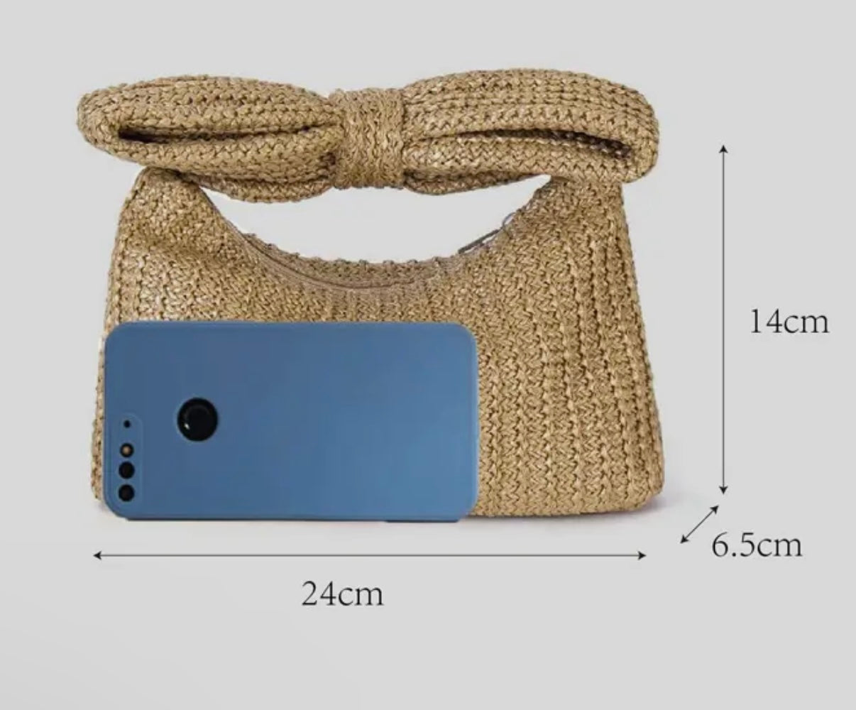 Bow Straw Handbag