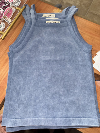 Denim Halter Tank Top