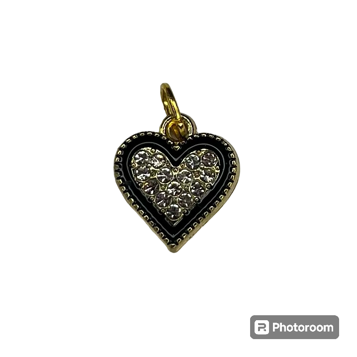 Black Bling Heart Charm: Charm Bar