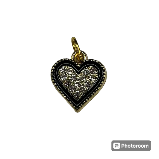 Black Bling Heart Charm: Charm Bar