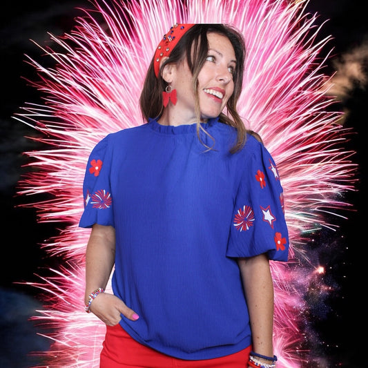 Patriotic Embroidered Top