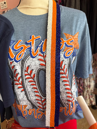 Houston Astros Striped Beaded Purse Strap – Orange Navy Game Day Bag Strap