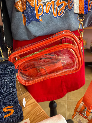 Orange Clear Stadium Belt Bag Crossbody with Phone Pocket