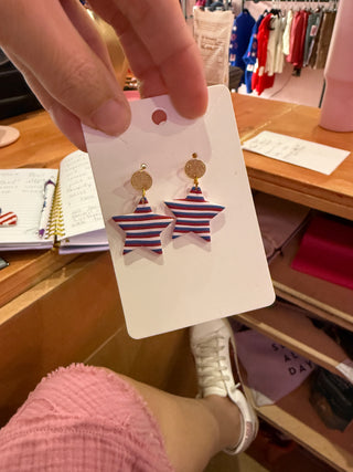 Striped Star Earrings