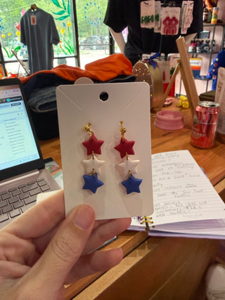 Triple Star Dangle Earrings