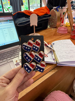 Triple Heart Flag Earrings