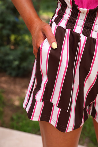 Runway Paperbag Shorts- Neapolitan Stripes