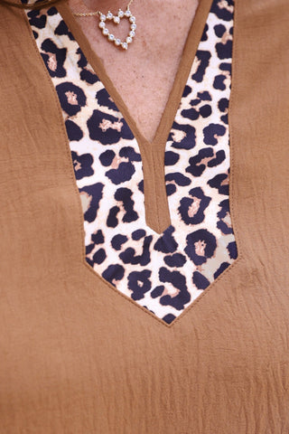 Ava Flutter Sleeve Blouse- Safari Chic