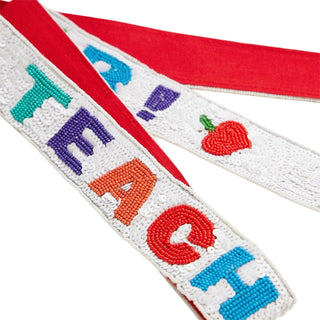 Best Teacher Ever Beaded Bag Strap