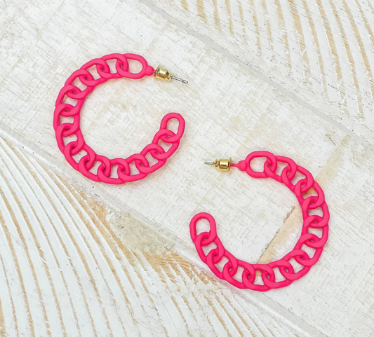 Painted Metal Chain Hoop Earrings