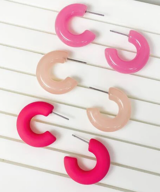 Pink Hoop Earrings