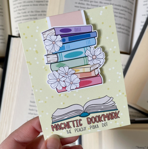 Colorful Book Stack, Magnetic Bookmark